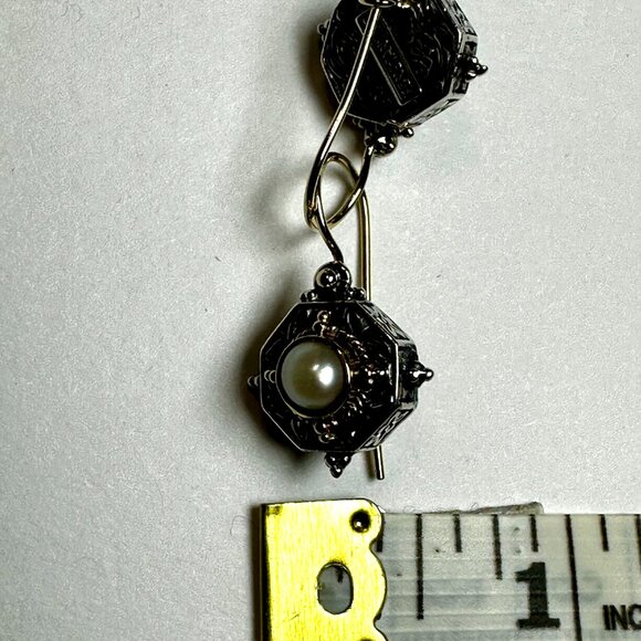 Konstantino Sterling Silver 925 & 18K Gold Pearl Earrings – Authentic Pre-Owned - Picture 13 of 16